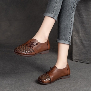 Lässige Sommer-leder-retro-flat-loafer