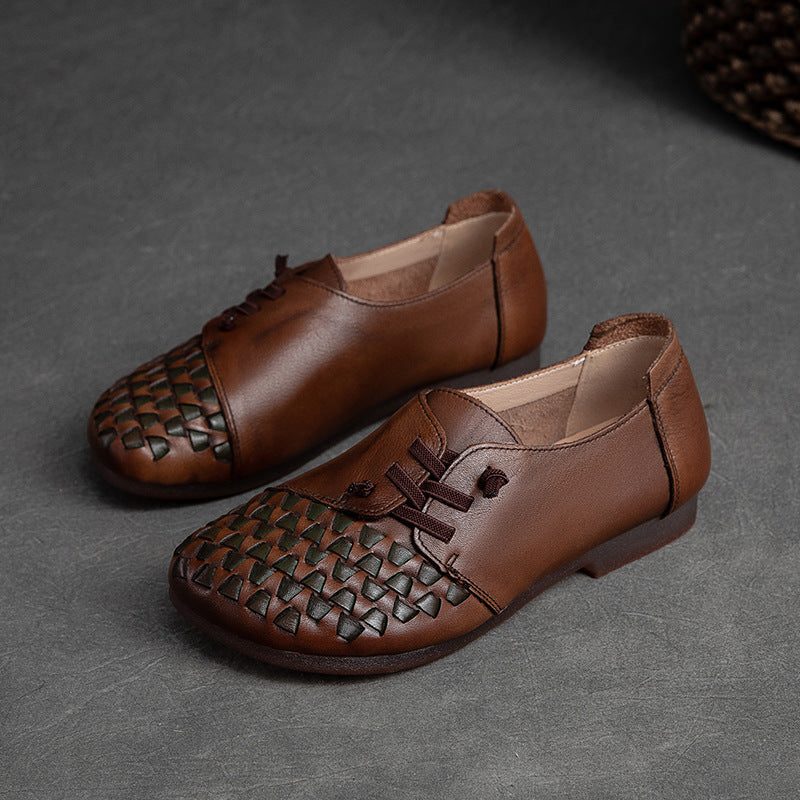 Lässige Sommer-leder-retro-flat-loafer