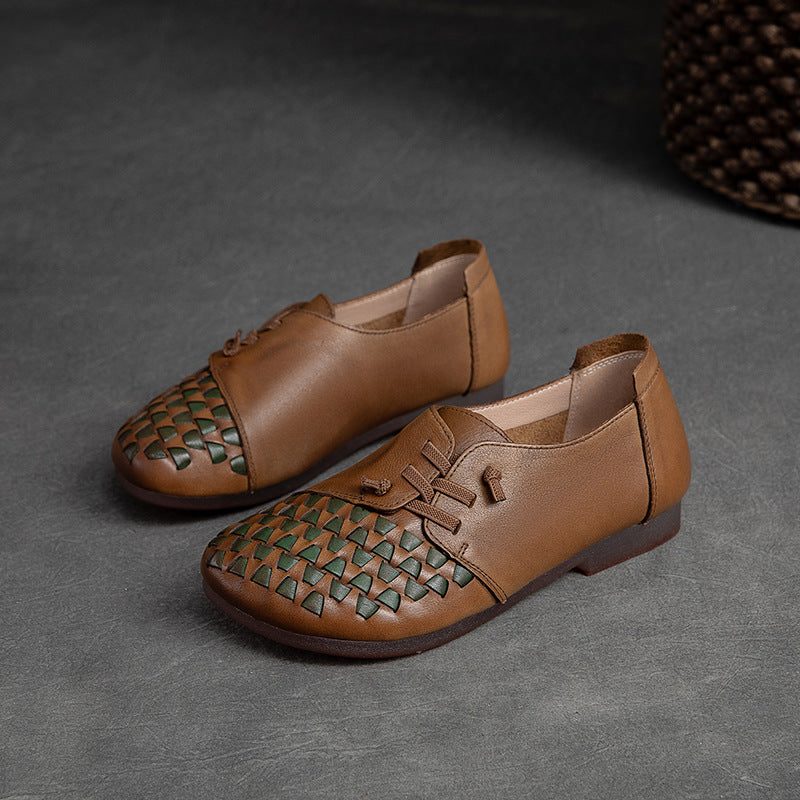 Lässige Sommer-leder-retro-flat-loafer