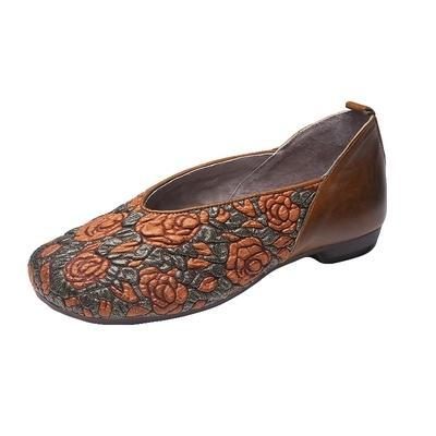 National Style Slip-on Round Toe Rindsleder Freizeitschuhe