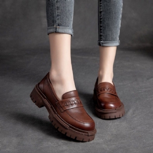 Retro-leder-plateau-freizeitschuhe Für Damen