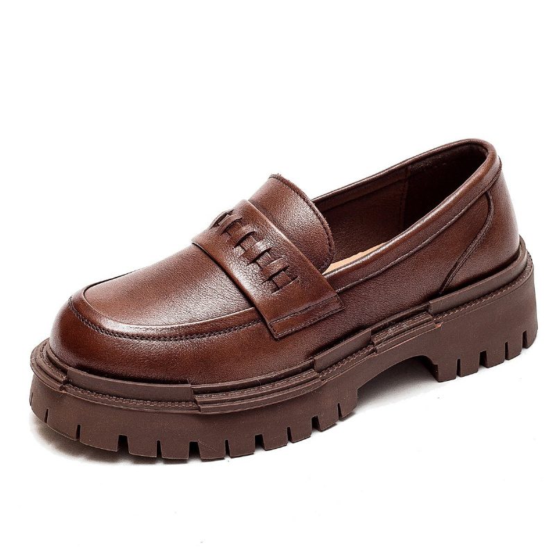 Retro-leder-plateau-freizeitschuhe Für Damen