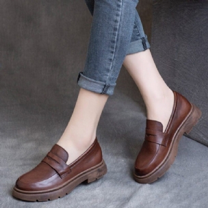 Spring Leather British Round Toe Loafers Schuhe