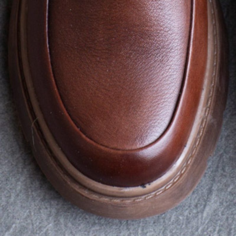 Spring Leather British Round Toe Loafers Schuhe