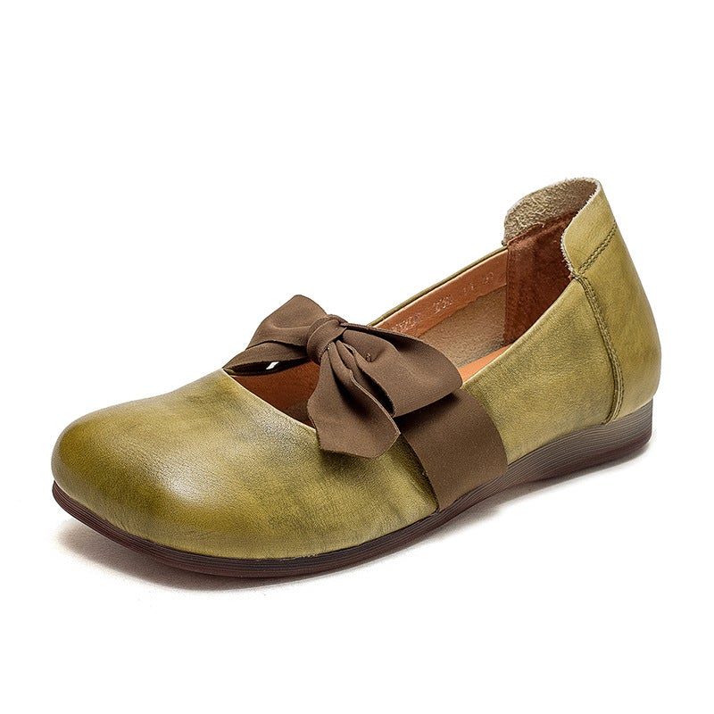 Spring Retro Casual Bowknot Elegante Lederslipper