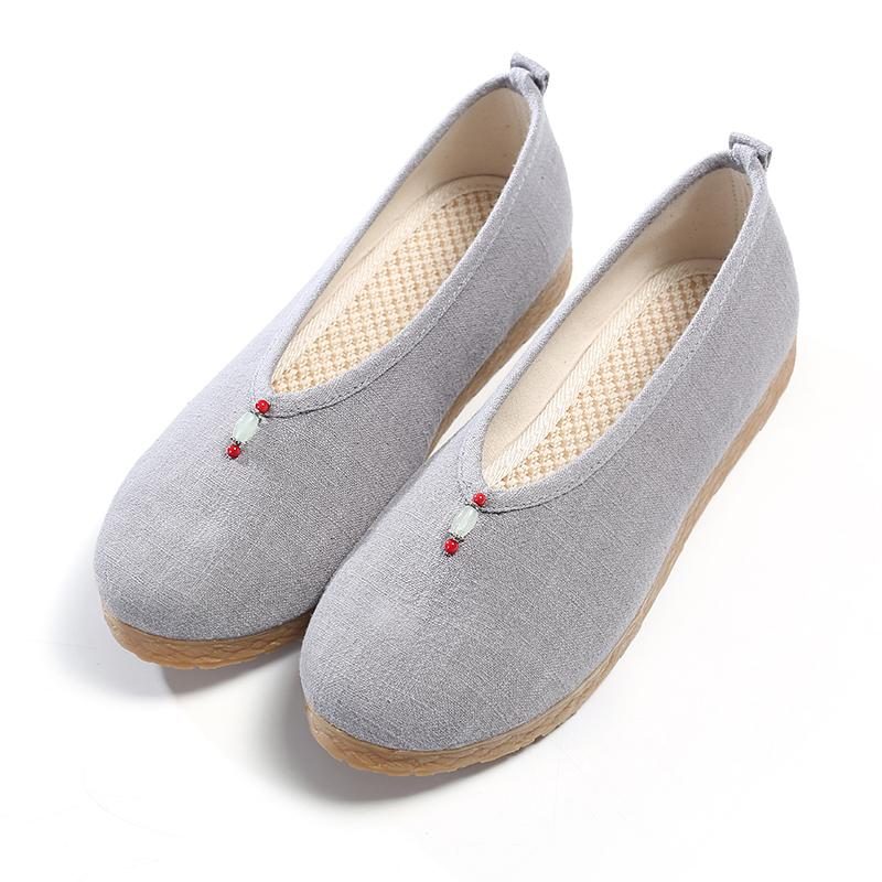 Vintage Flat Cotton Line Canvas Freizeitschuhe