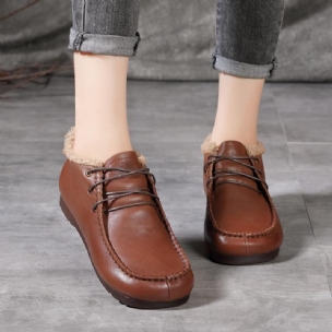 Winter-casual-schuhe Mit Dickem Pelz Im Retro-stil Mit Rundem Kopf