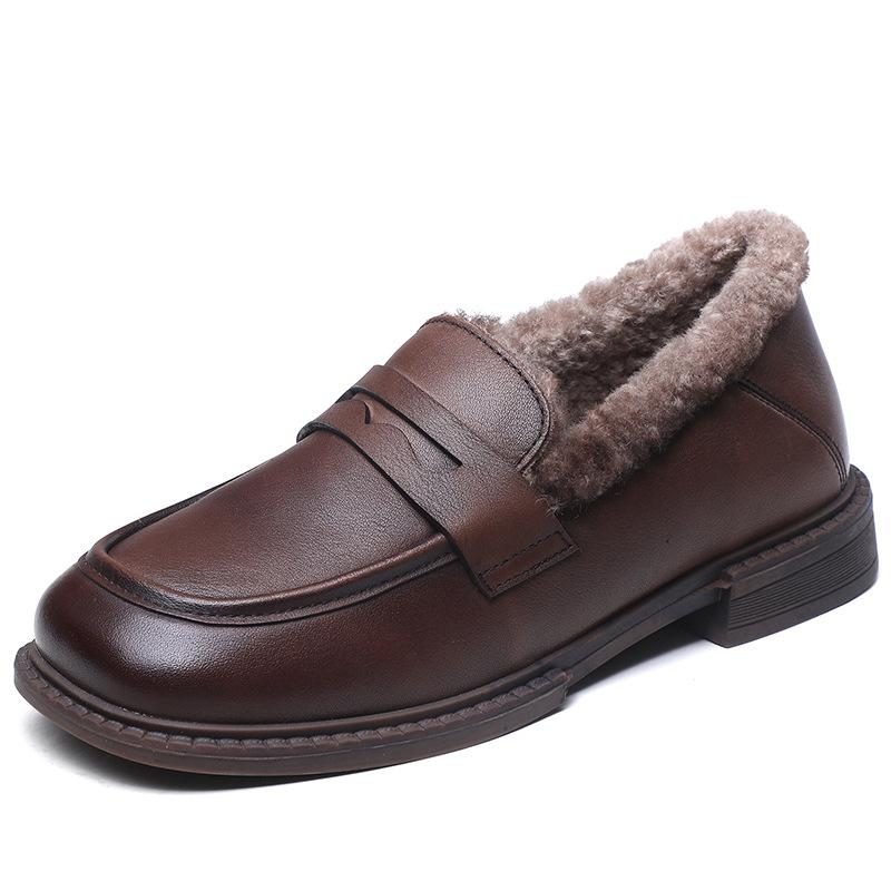 Winter-retro-warme Plüsch-rundkopf-freizeitschuhe