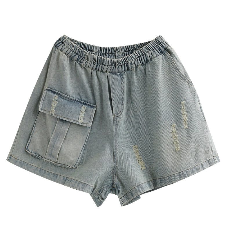 Damen-retro-loose-sommer-baumwoll-denim-shorts