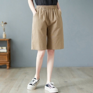 Damen-sommer-leinen-shorts Mit Hoher Taille