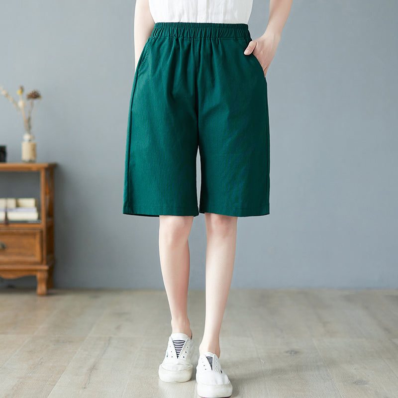 Damen-sommer-leinen-shorts Mit Hoher Taille