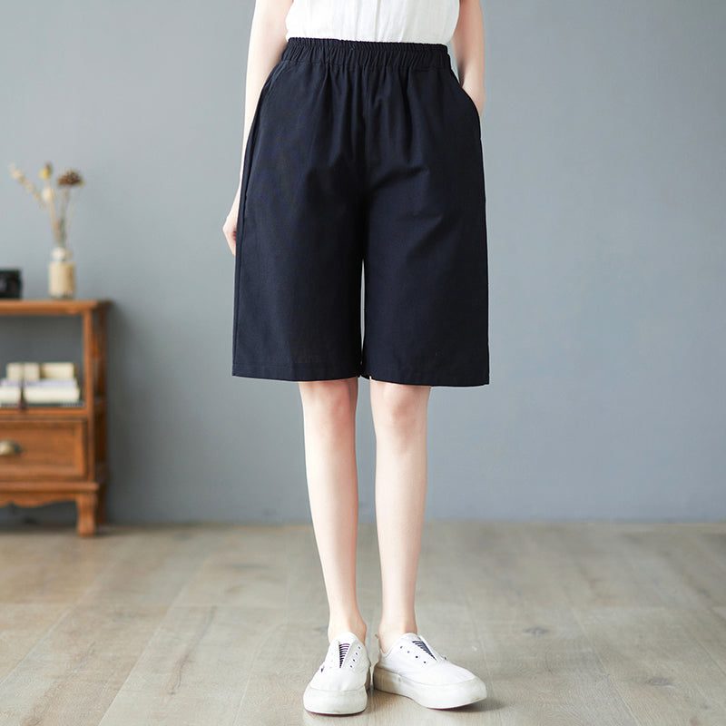 Damen-sommer-leinen-shorts Mit Hoher Taille