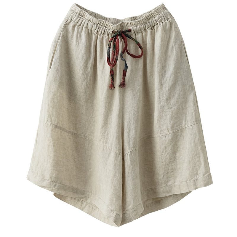 Damen-sommer-retro-leinenshorts Mit Kordelzug