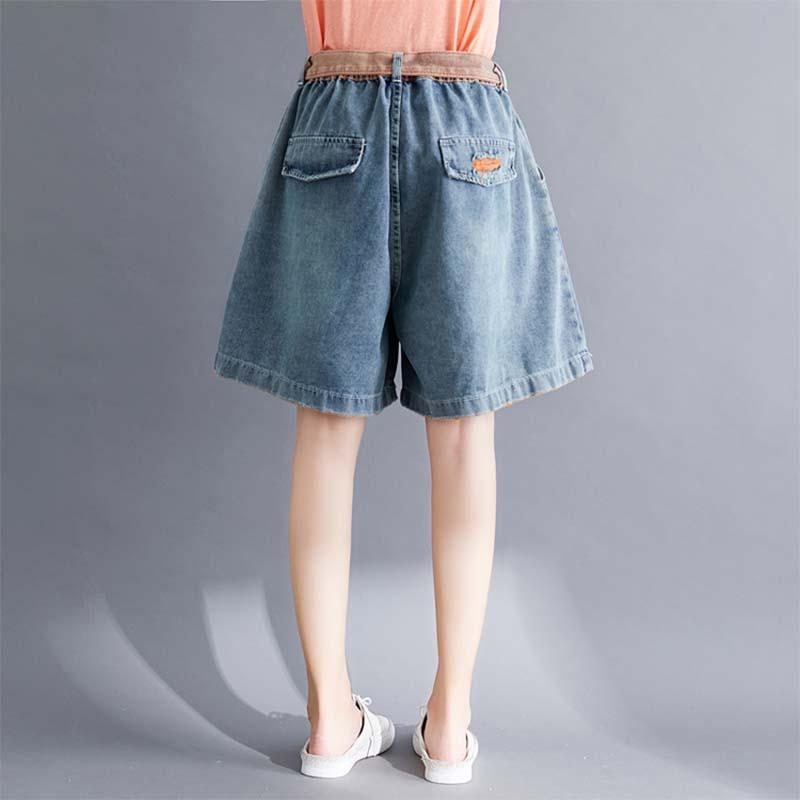 Lockere Jeans-shorts Aus Baumwolle In A-linie Für Den Sommer