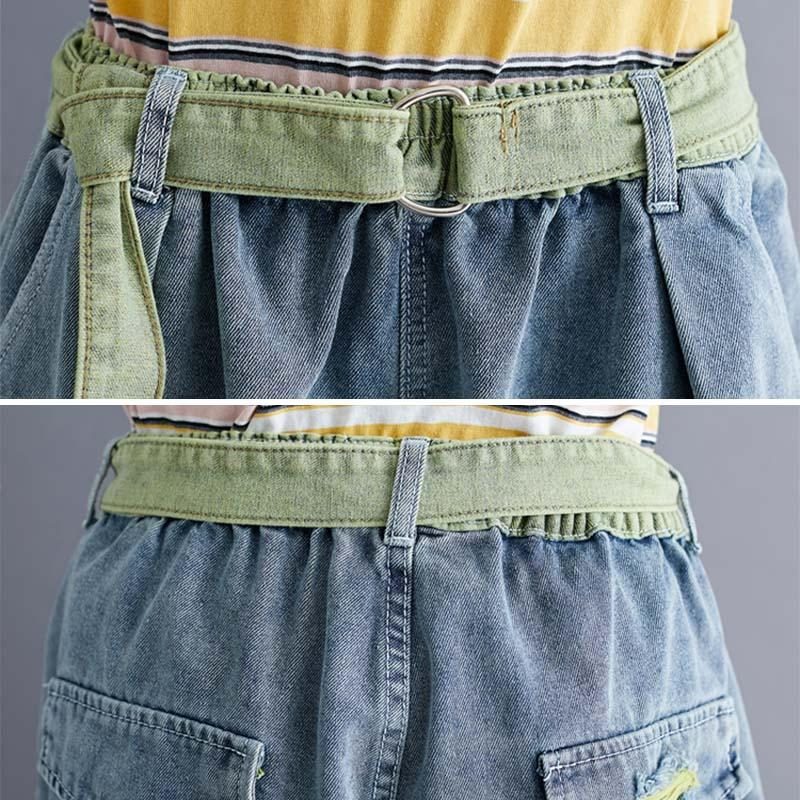 Lockere Jeans-shorts Aus Baumwolle In A-linie Für Den Sommer