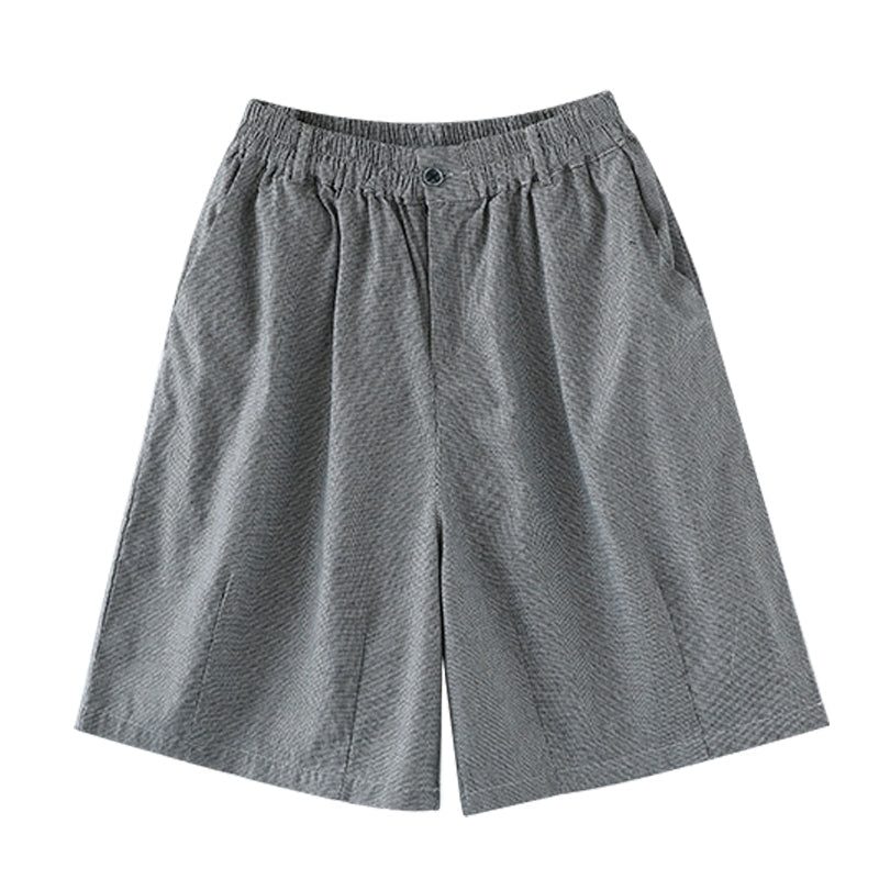 Sommer-retro-karo-shorts Aus Lockerem Baumwollleinen