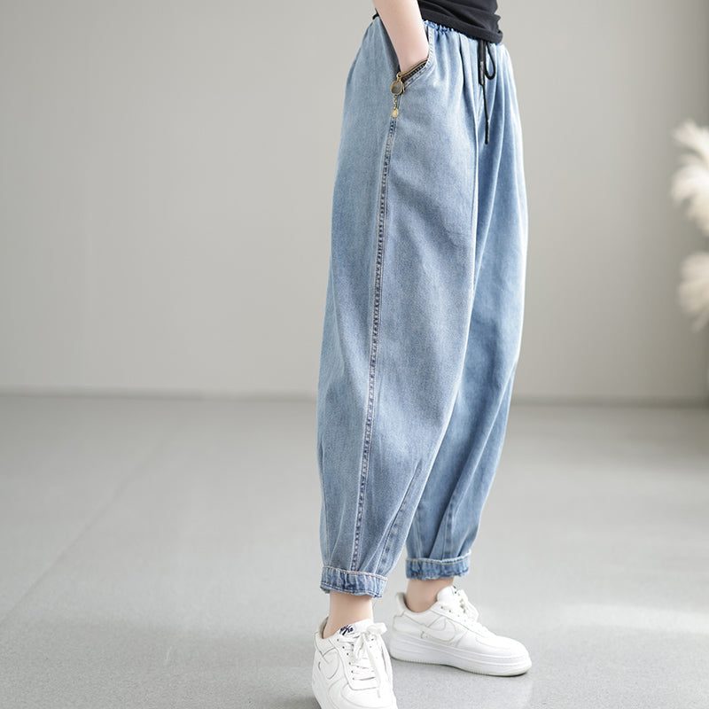 Frauen Frühling Sommer Plain Cotton Jeans