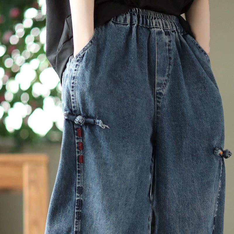 Frauen-frühlings-baumwolldenim-beiläufige Lose Jeans