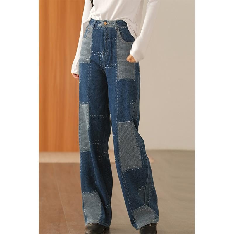 Frühlings-patchwork-harems-baumwolljeans