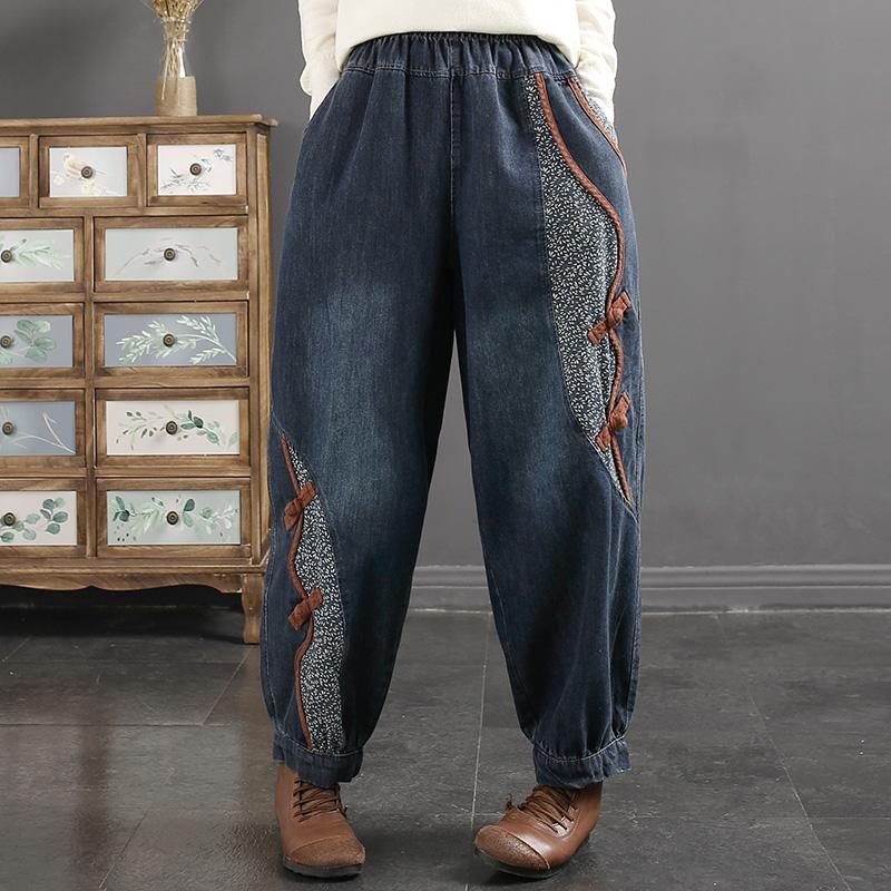 Frühlings-retro-lässige Patchwork-loose-harem-jeans