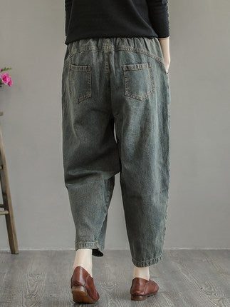 Frühlings-sommer-frauen-retro-lose Baumwolljeans