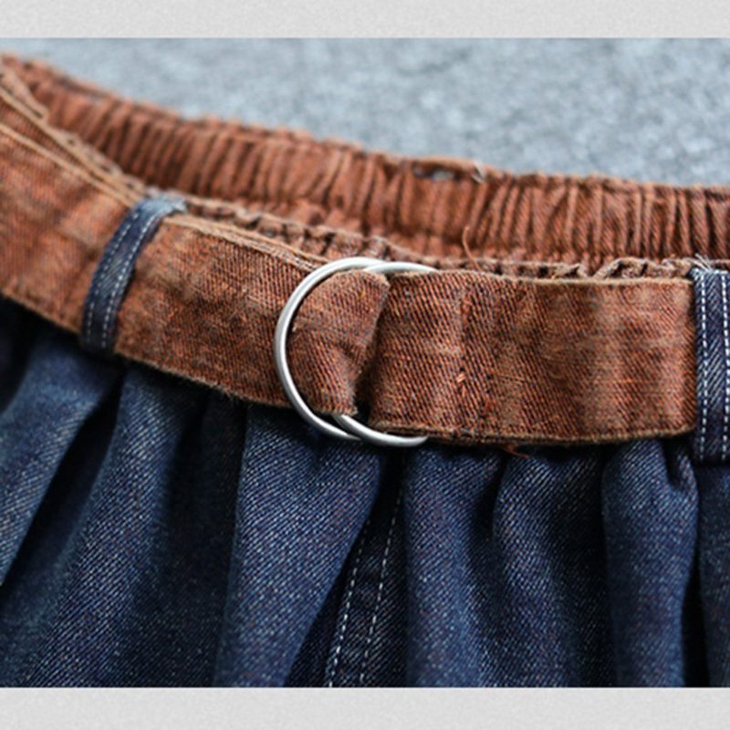 Lässige Retro-jeans Aus Gewaschenem Samt Mit Losem Gürtel