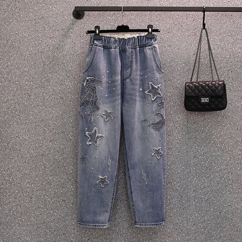 Lockere Damen-retro-harems-jeans Aus Baumwolle