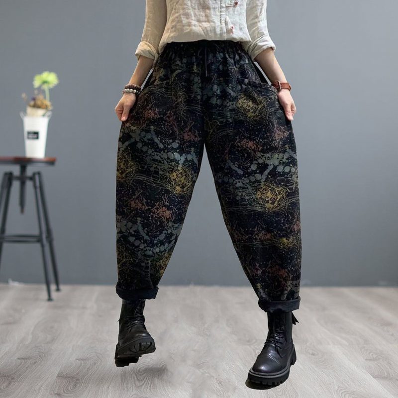 Lose Haremsjeans Mit Retro-print Für Damen