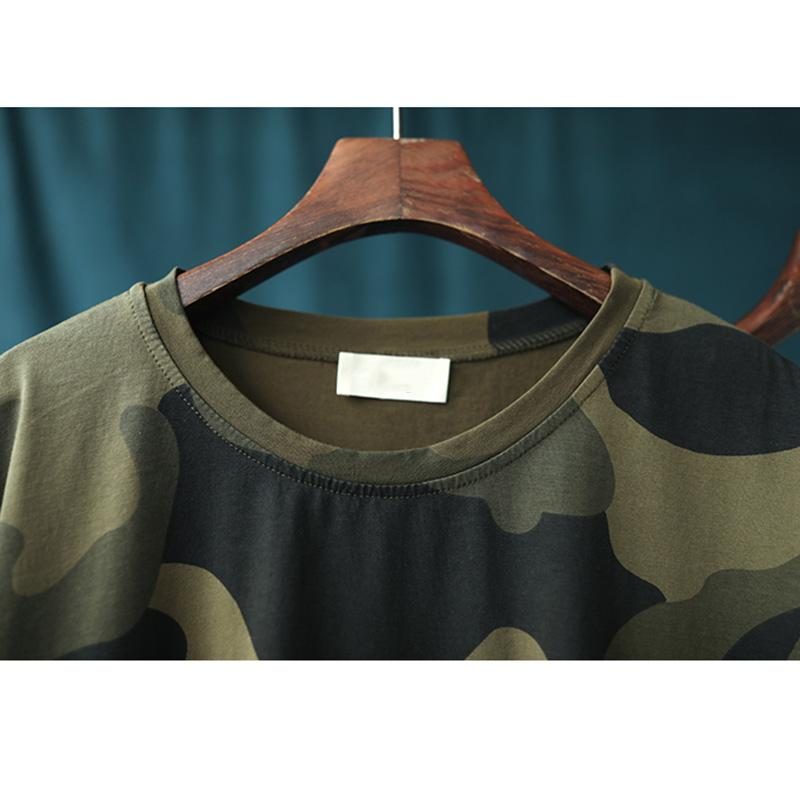 Lässiges Lockeres Camouflage-t-shirt Aus Baumwolle