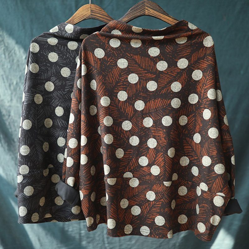 Lose T-shirt-bluse Mit Polka Dots-print