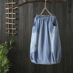 Autumn Stitching Vintage Denim Damenrock Blau