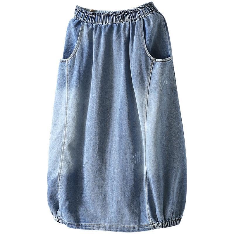 Autumn Stitching Vintage Denim Damenrock Blau