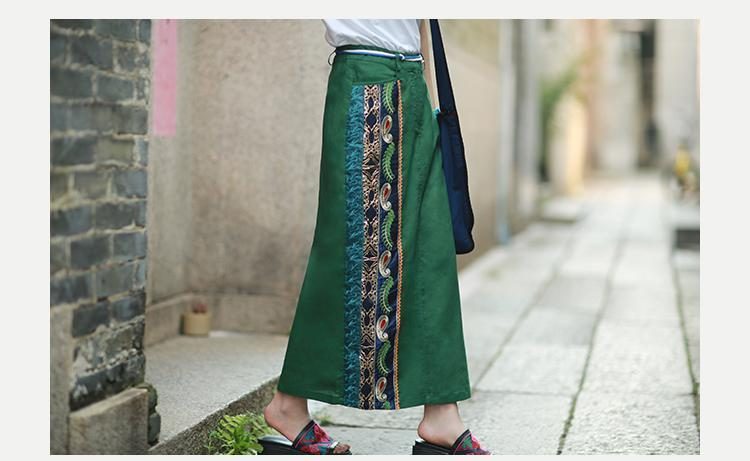 Bestickter Leinenrock Im Chinesischen Vintage-stil Im Sommer