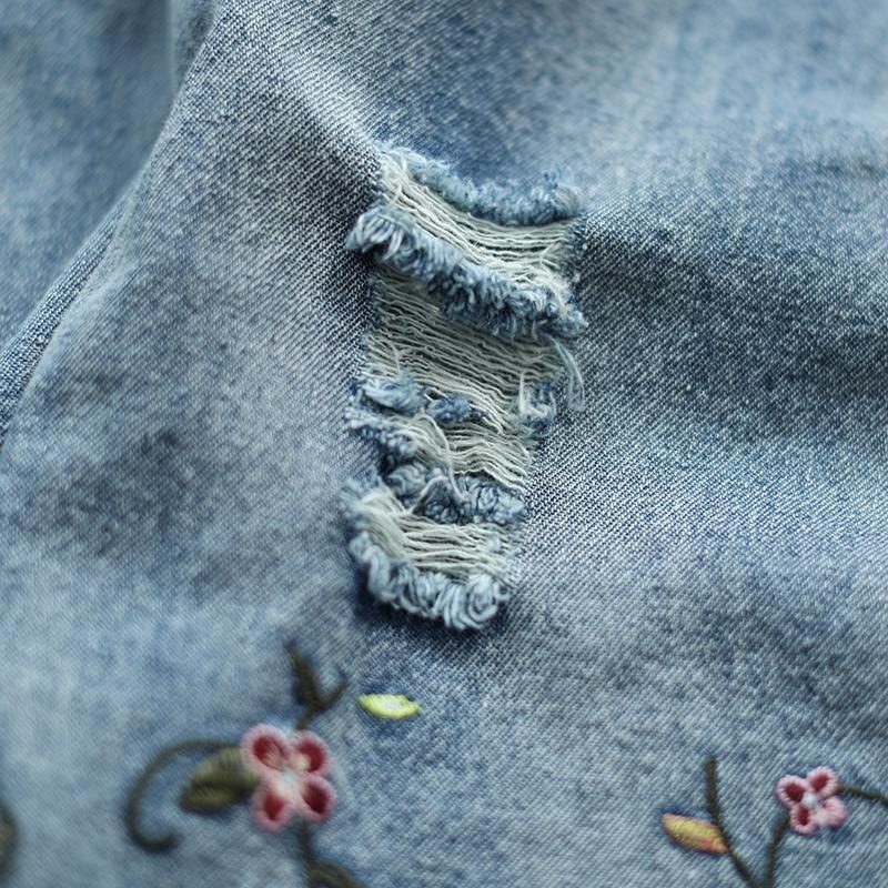 Herbst-dünner Lockerer Retro-jeansrock Mit Blumenstickerei