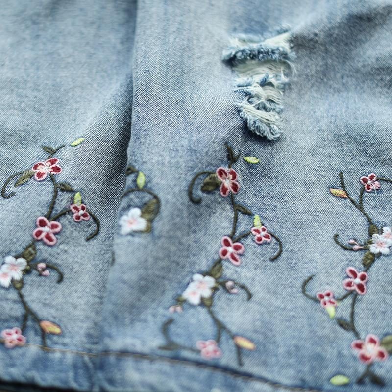 Herbst-dünner Lockerer Retro-jeansrock Mit Blumenstickerei