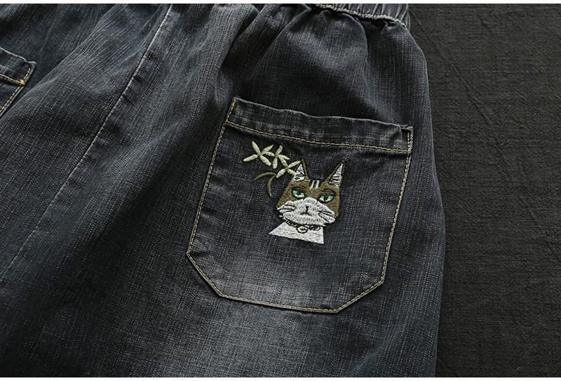 Retro-jeansrock Mit Stickerei