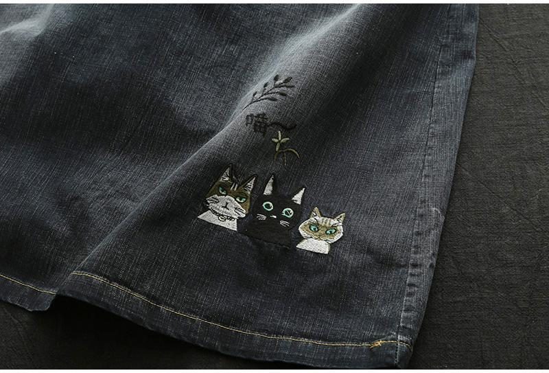 Retro-jeansrock Mit Stickerei