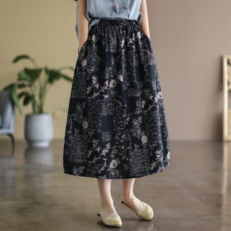 Summer Vintage Floral A-linie Baumwollrock