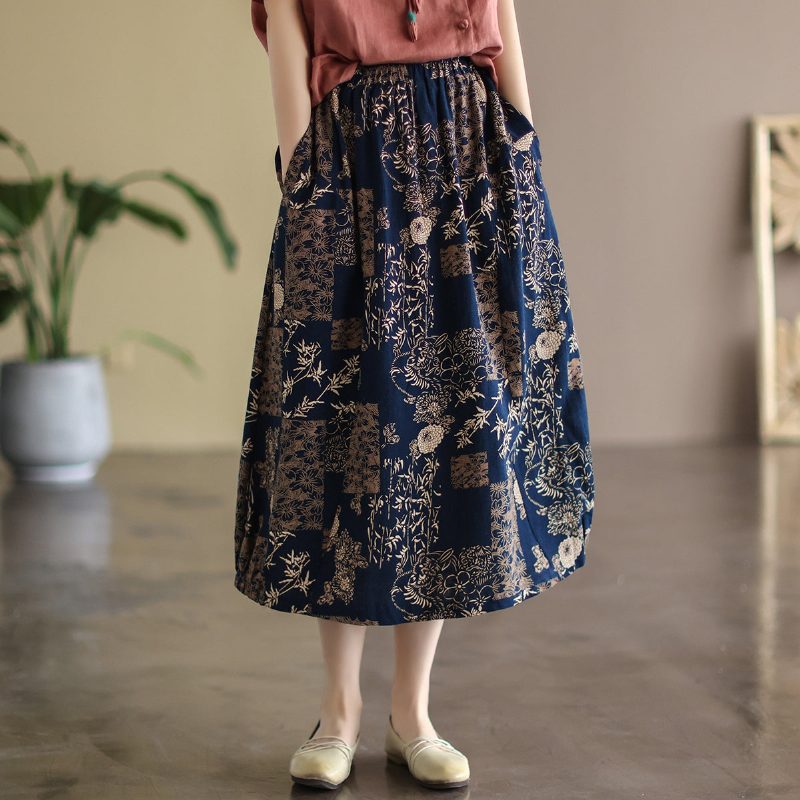 Summer Vintage Floral A-linie Baumwollrock