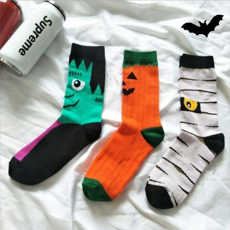 3 Paar Halloween-unisex-socken Aus Weicher Baumwolle