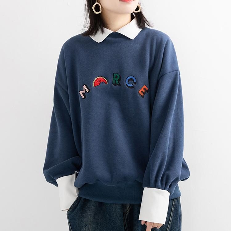 Legeres Sweatshirt Mit Samtstickerei