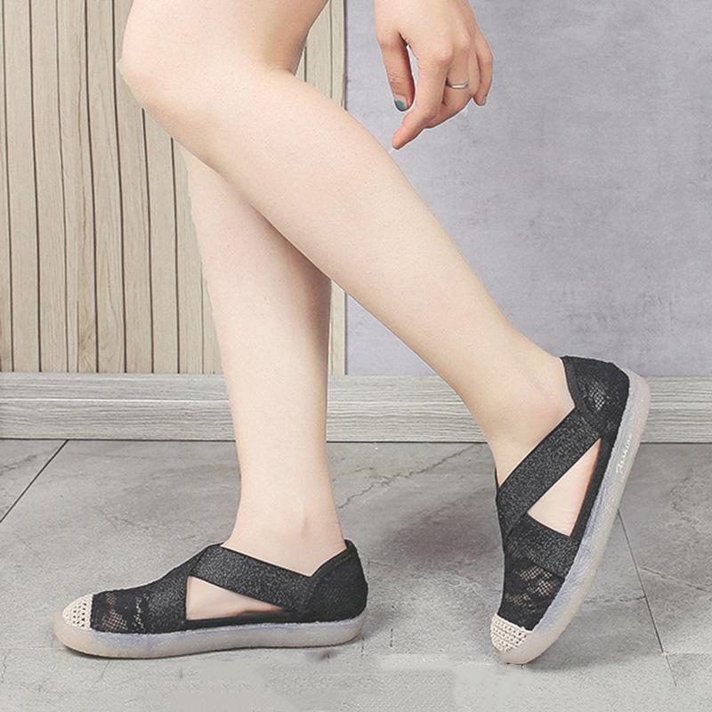 Atmungsaktive Sandalen Mit Flachen Riemen Für Damen