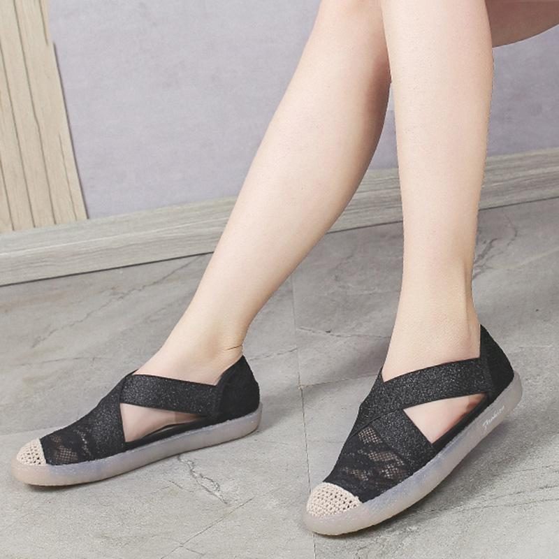 Atmungsaktive Sandalen Mit Flachen Riemen Für Damen