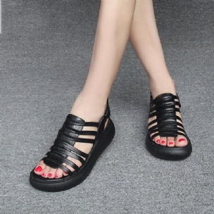 Bequeme Sommersandalen Aus Leder Mit Keilabsatz