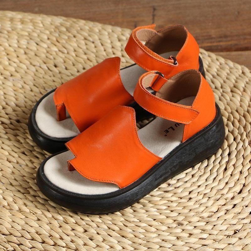 Damen Clip Toe Casual Plateau Klettsandalen