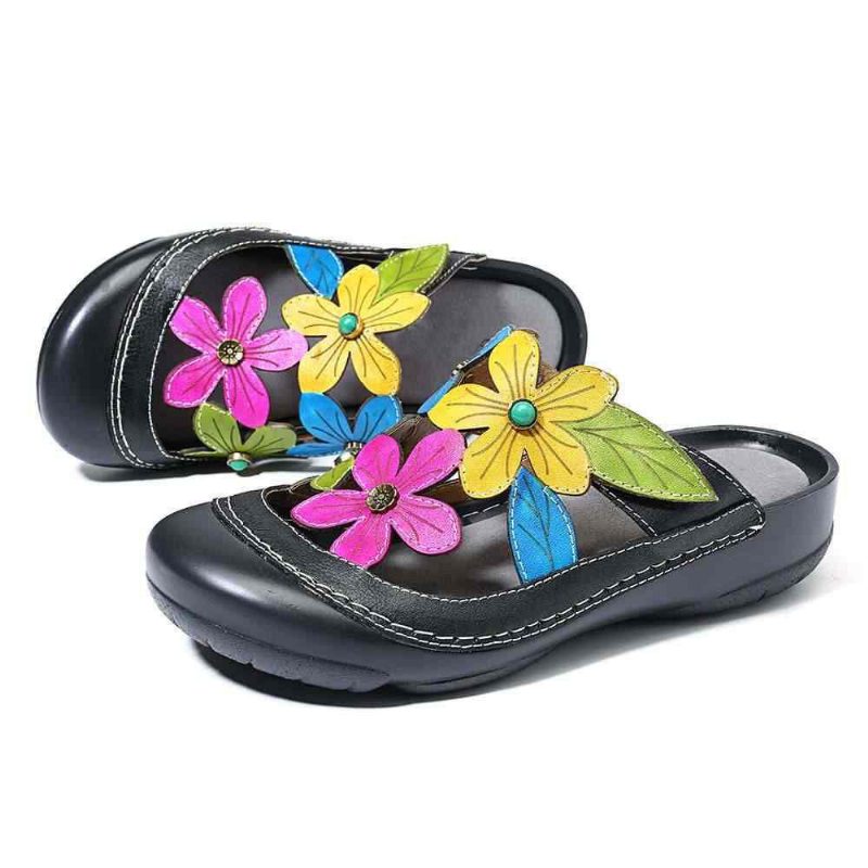 Ethno-stil Bequeme Plateau-blumensandalen