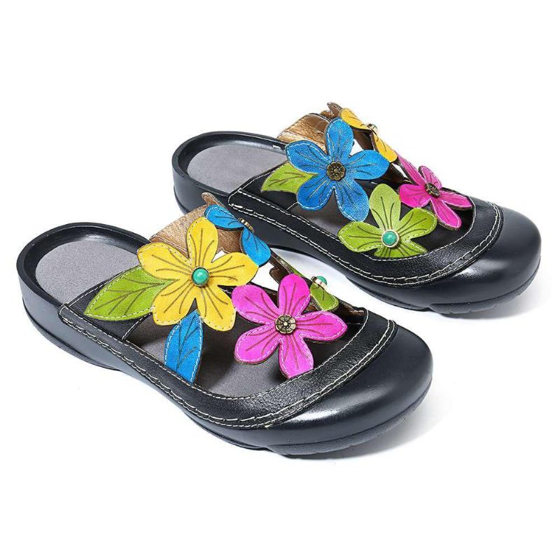 Ethno-stil Bequeme Plateau-blumensandalen