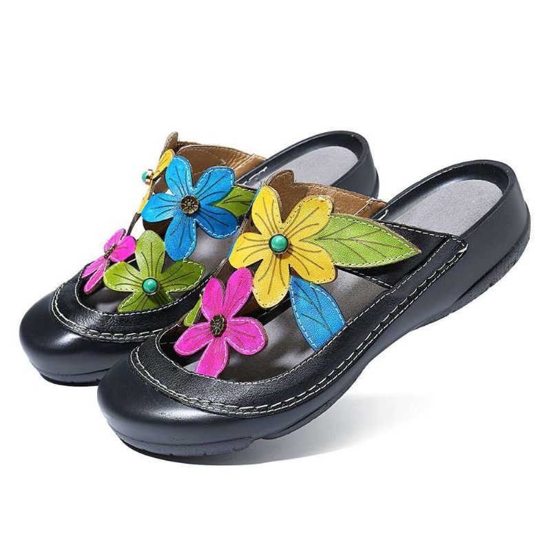 Ethno-stil Bequeme Plateau-blumensandalen