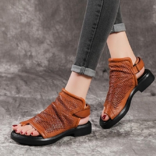 Flache Sandalen Aus Leder Mit Aushöhlendem Clip Toe Für Damen