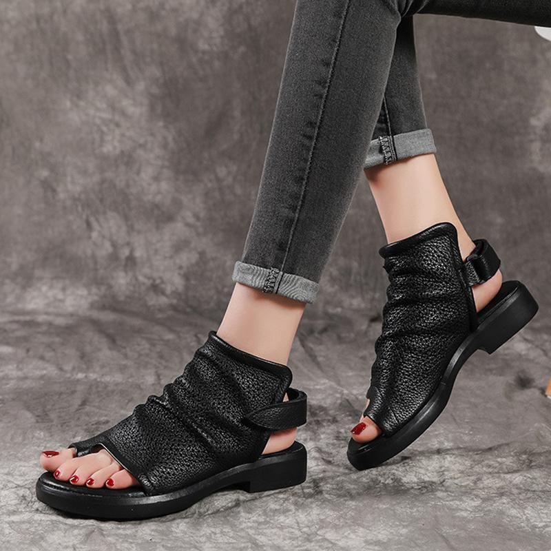 Flache Sandalen Aus Leder Mit Aushöhlendem Clip Toe Für Damen